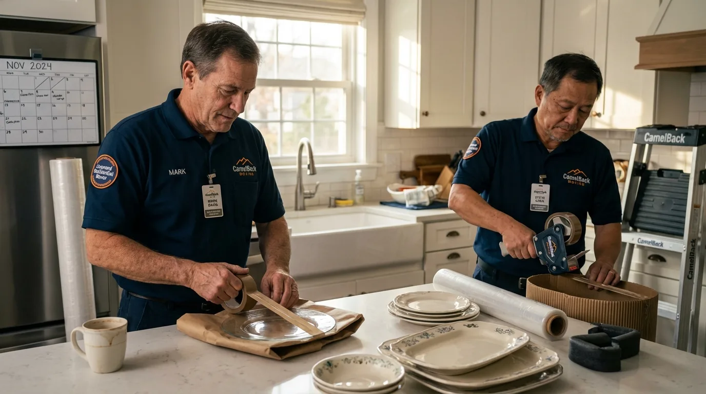 Professional crew packing kitchen dishware in Hindman, KY